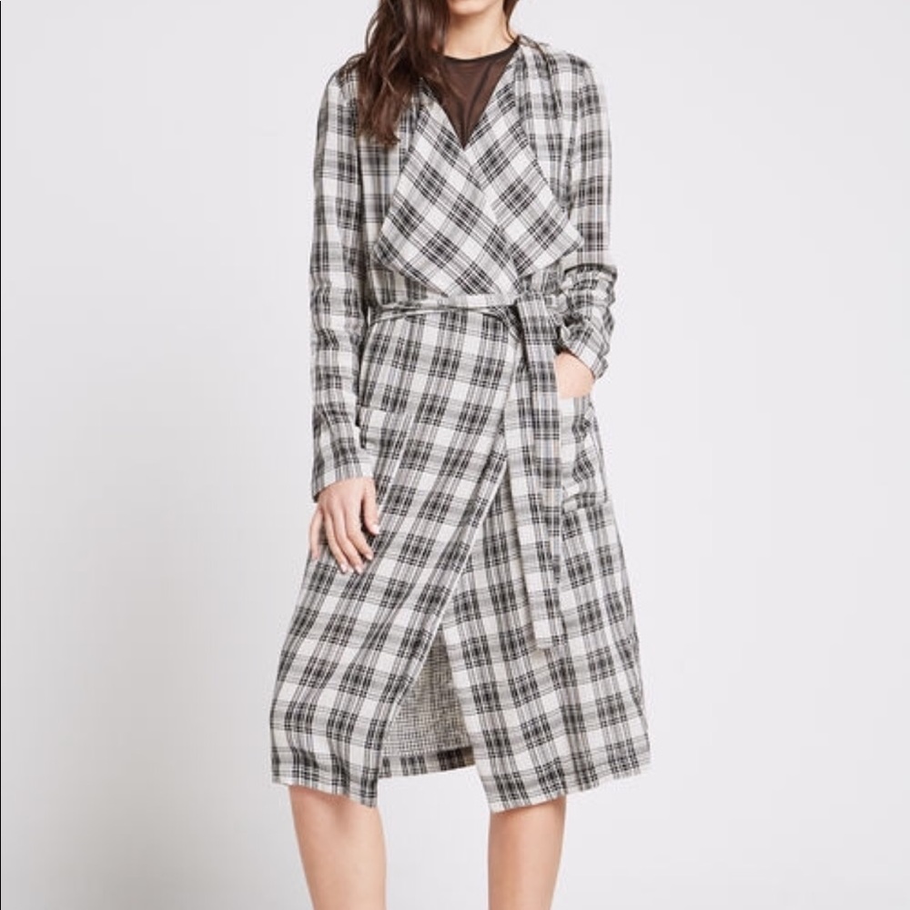 BCBGENERATION Plaid Kimono Trench Coat